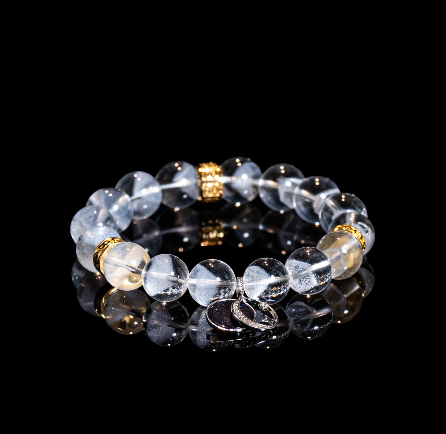 Celestial Echo - White Pyramid Phantom Quartz Energy Bracelet