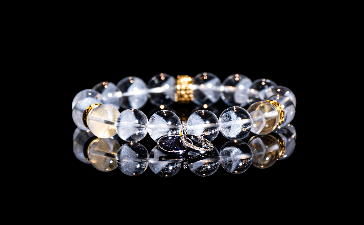 Celestial Echo - White Pyramid Phantom Quartz Energy Bracelet