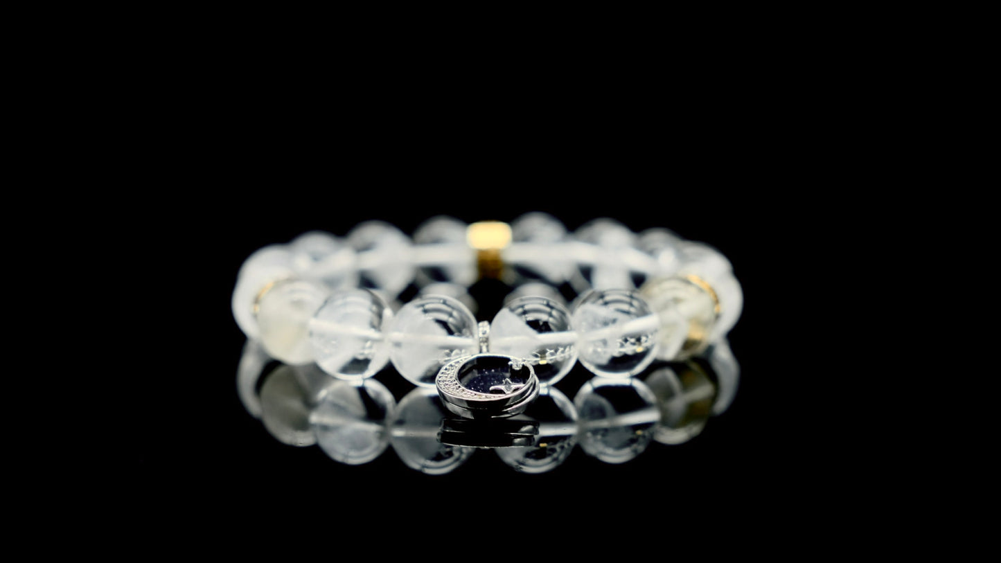 Celestial Echo - White Pyramid Phantom Quartz Energy Bracelet