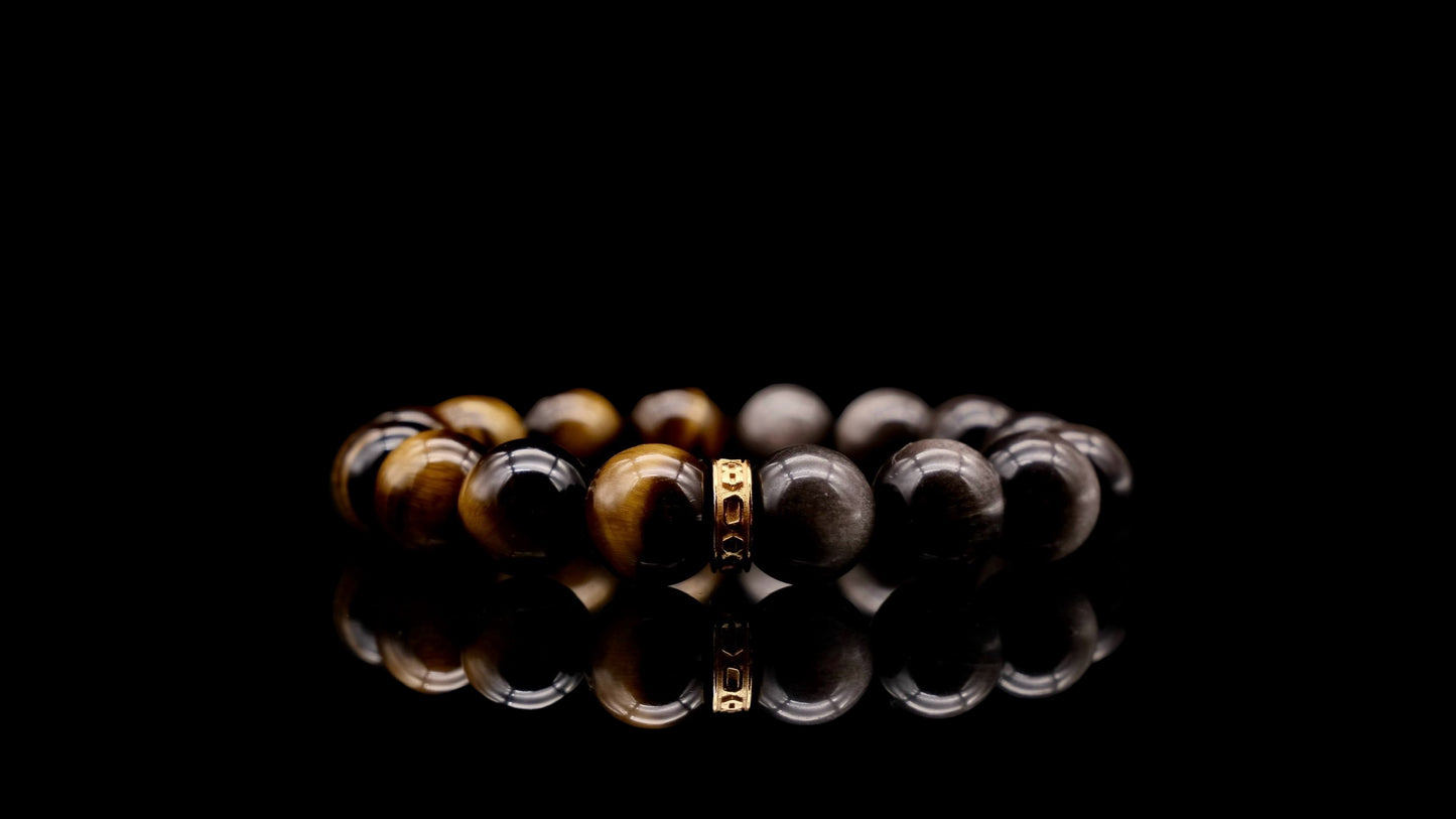 Silver Obsidian Tiger Eye Energy Bracelet