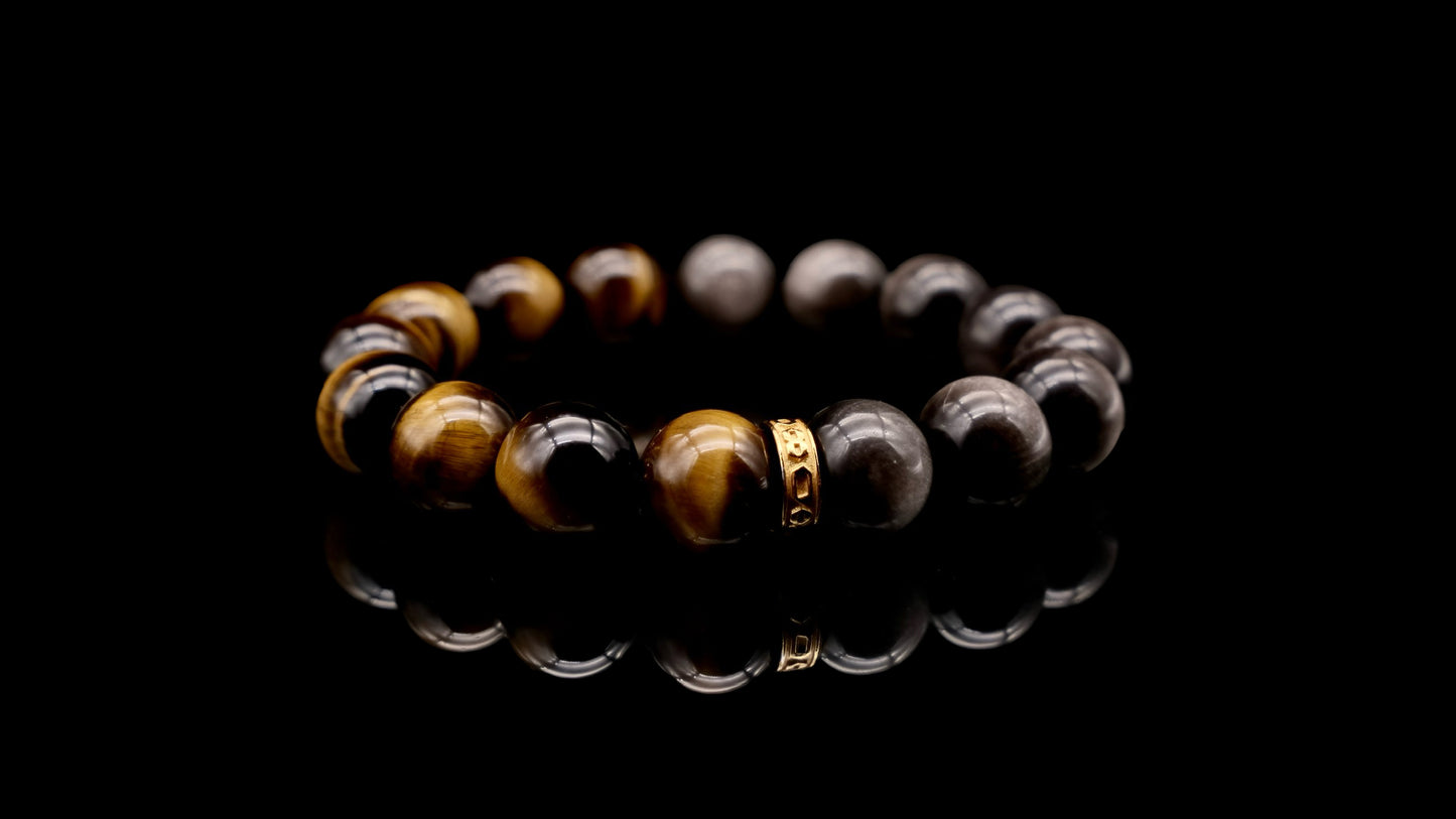 Silver Obsidian Tiger Eye Energy Bracelet