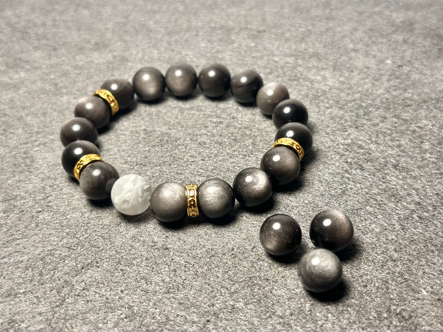 Silver Obsidian Energy Bracelet V2