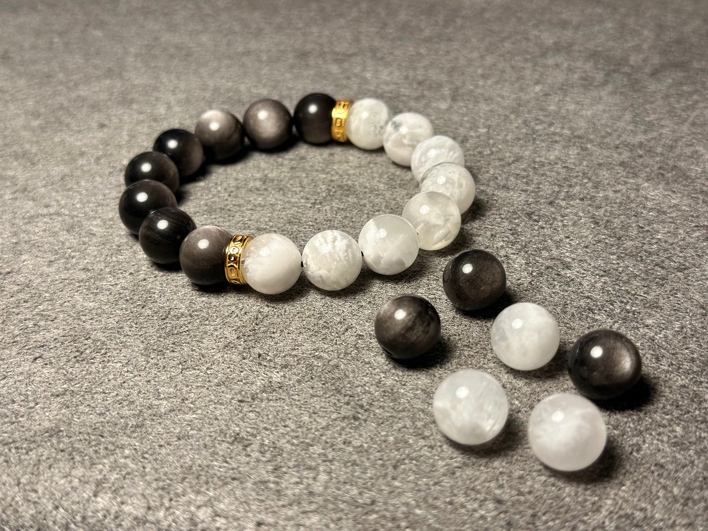 Silver Obsidian White Phantom Energy Bracelet