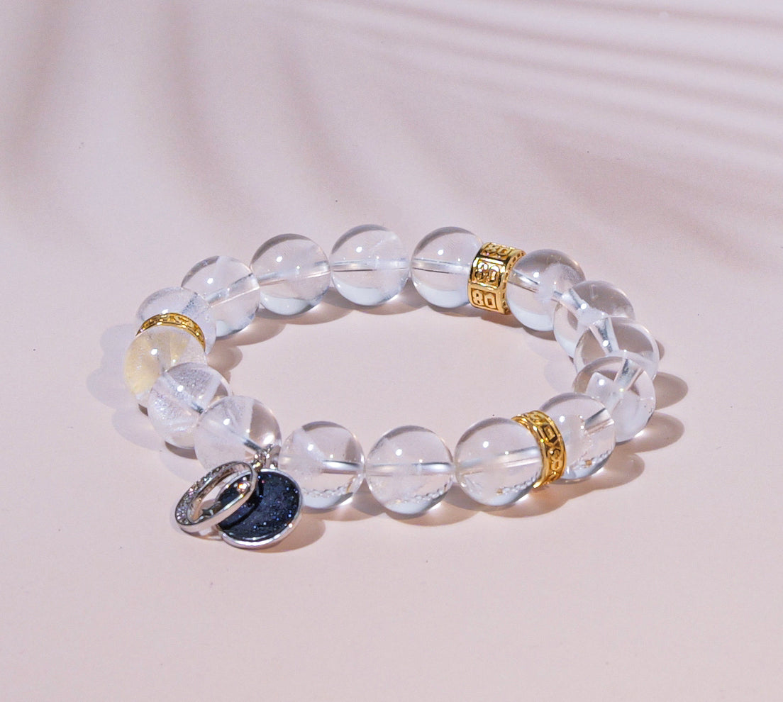 Celestial Echo - White Pyramid Phantom Quartz Energy Bracelet