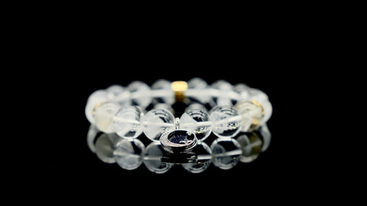 Celestial Echo - White Pyramid Phantom Quartz Energy Bracelet