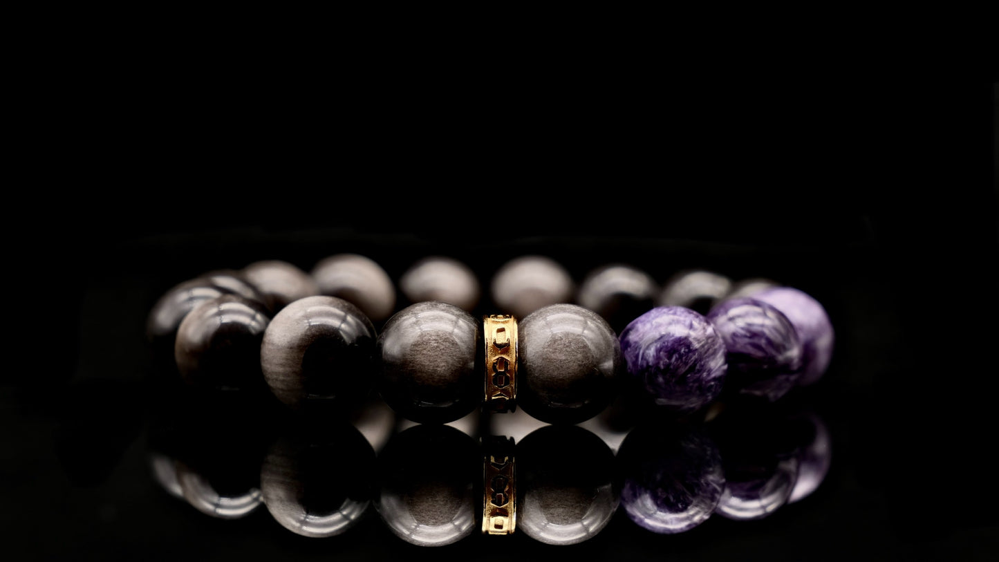 Silver Obsidian Energy Bracelet V6