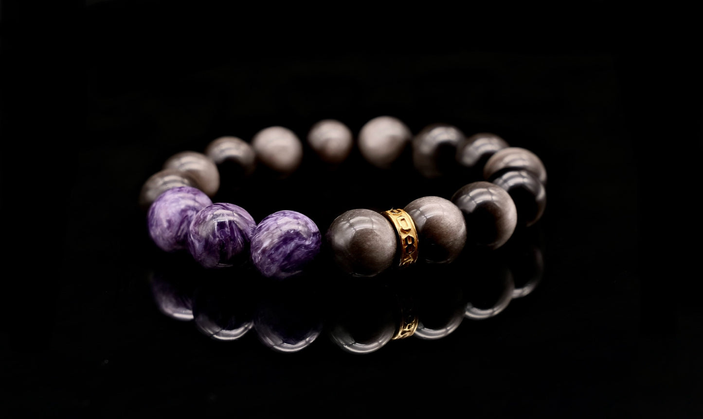 Silver Obsidian Energy Bracelet V6