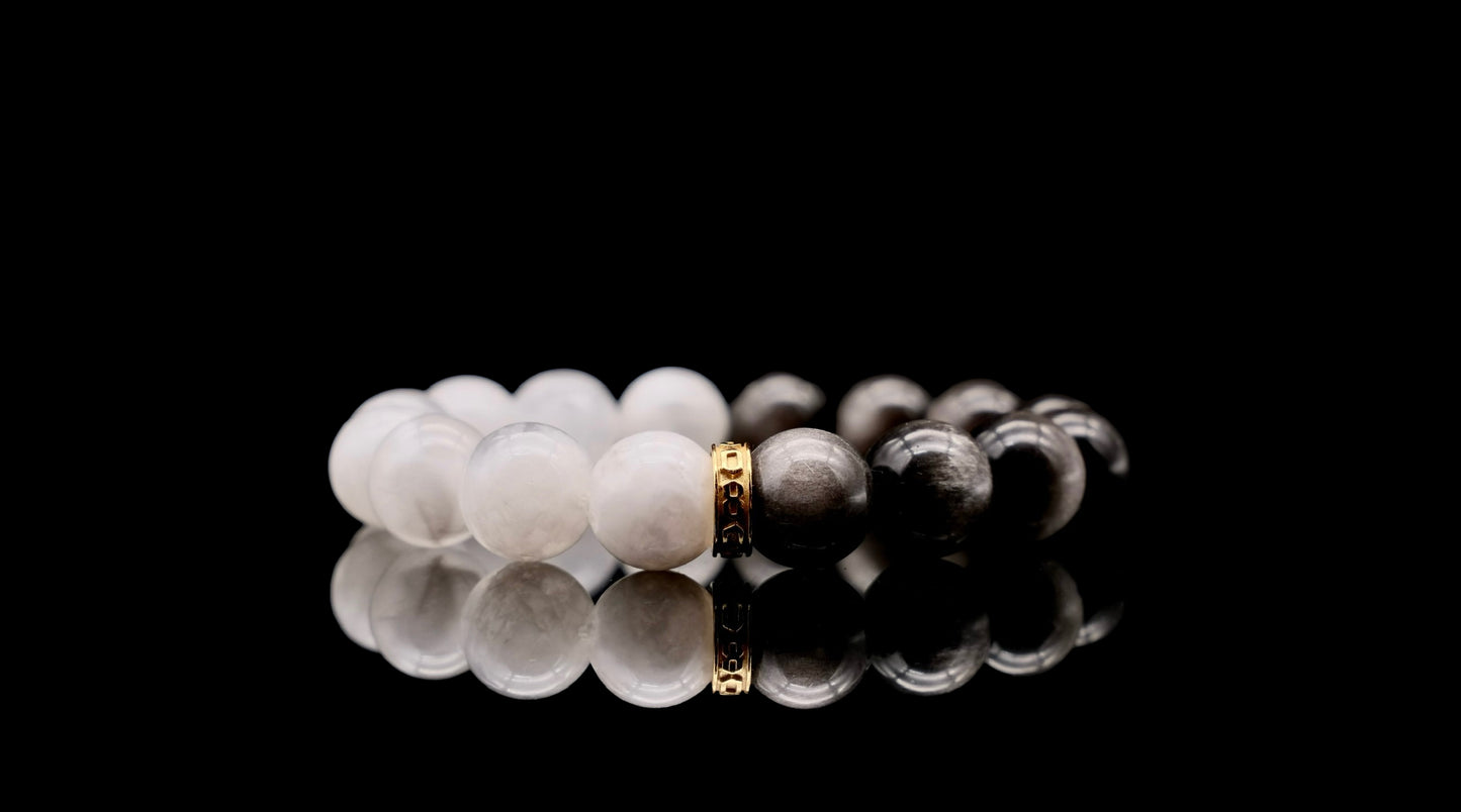 Silver Obsidian White Phantom Energy Bracelet