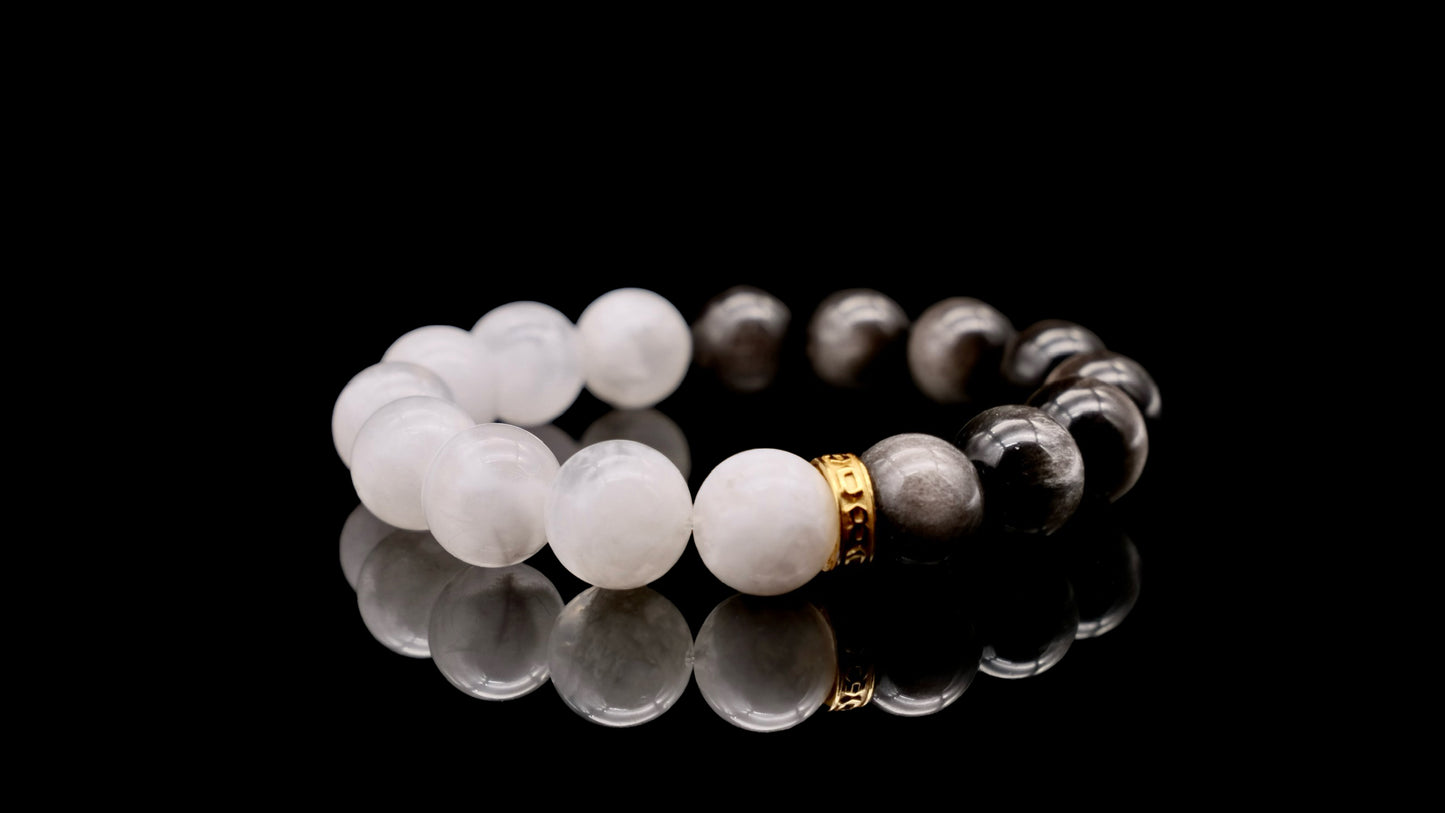 Silver Obsidian White Phantom Energy Bracelet