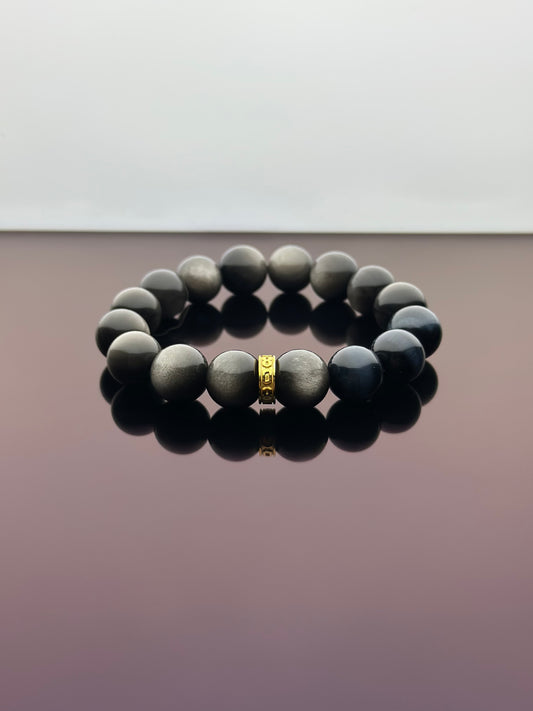 Silver Obsidian Energy Bracelet V9