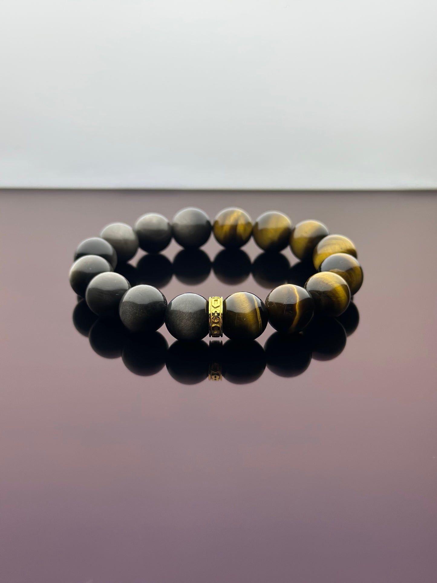 Silver Obsidian Tiger Eye Energy Bracelet