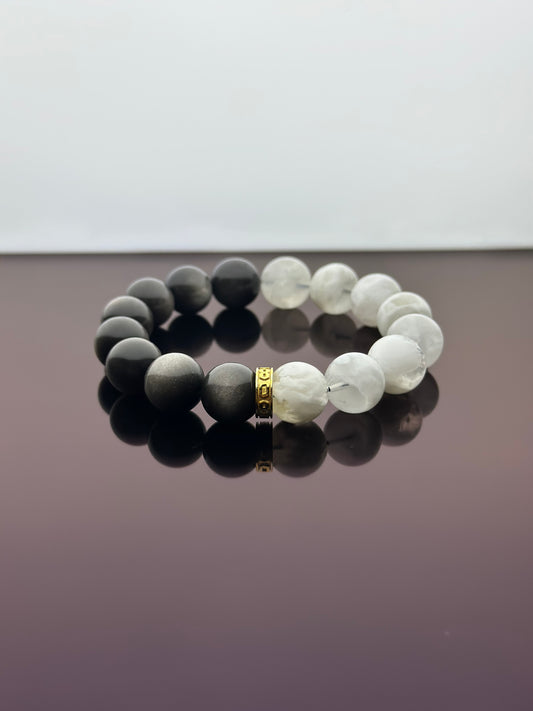 Silver Obsidian White Phantom Energy Bracelet