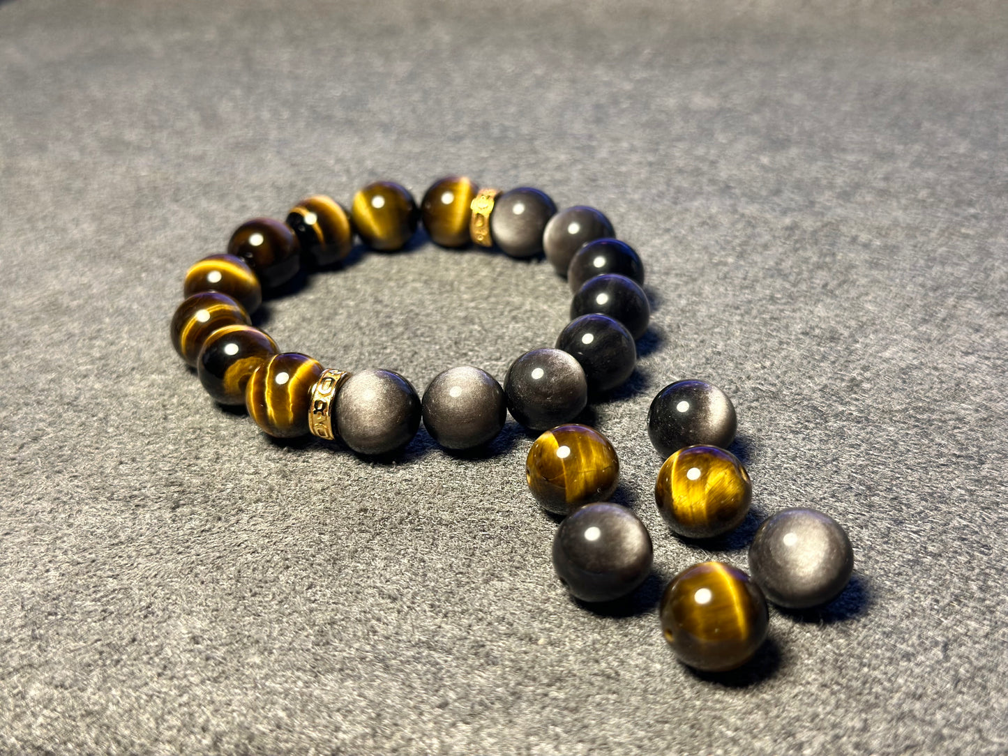 Silver Obsidian Tiger Eye Energy Bracelet