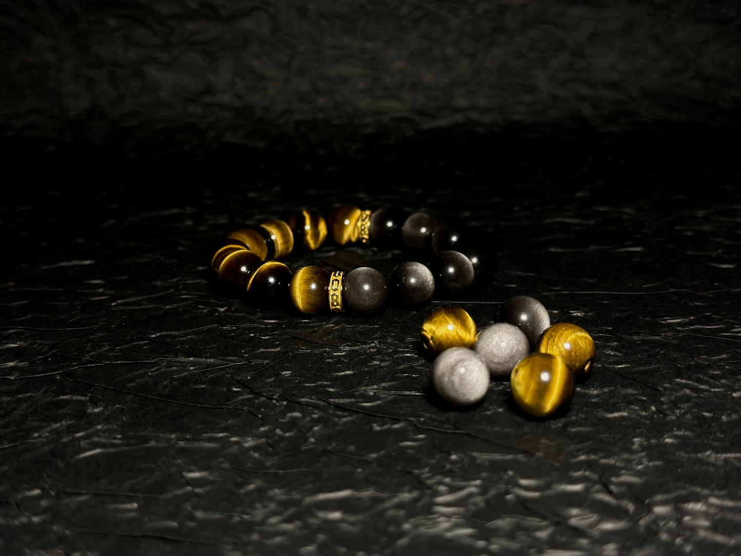 Silver Obsidian Tiger Eye Energy Bracelet